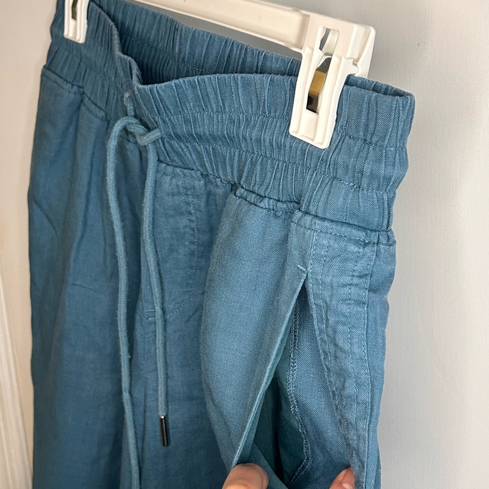 QUNICE TEAL 100% LINEN PULL ON PANTS SIZE SMALL - Picture 4 of 9